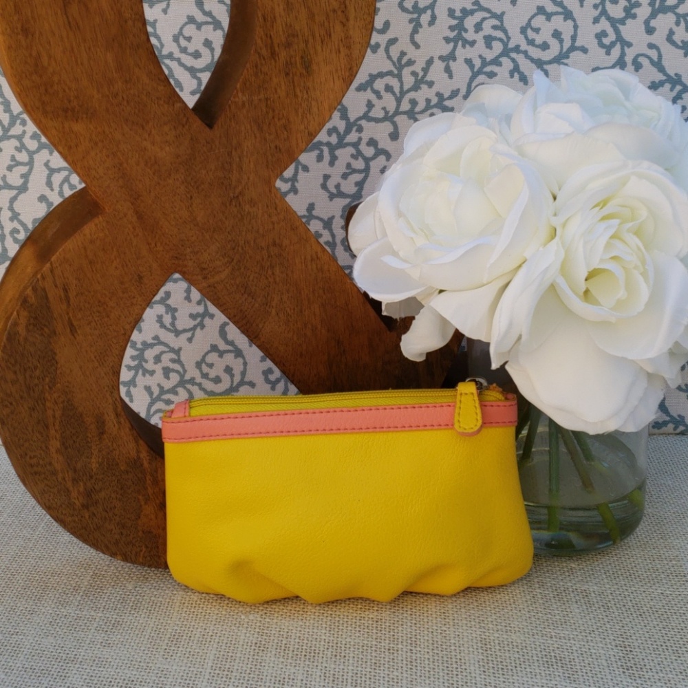 BAEKGAARD YELLOW/PINK LEATHER COSMETIC BAG